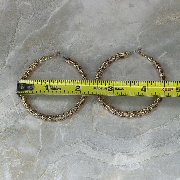 Gold Twisted Hoop Earrings - Picture 5 of 5